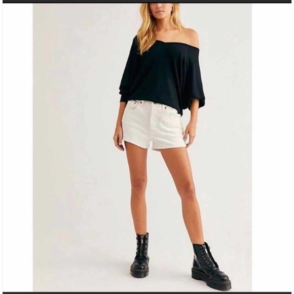 Free People Santa Clara Thermal Textured Knit Top Size Medium Black - Picture 8 of 8